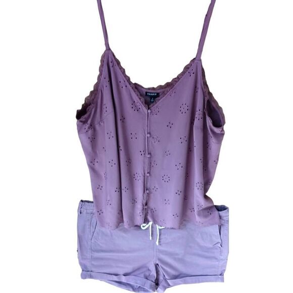 TORRID Plus Size Sophie eyelet cami & stretch twill boyfriend Short Set NWT 3X - Picture 4 of 15